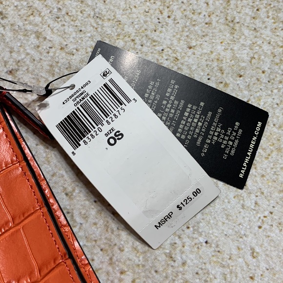 NWT Lauren Ralph Lauren Embossed Leather Small Pouch - Picture 8 of 9